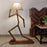 Melman Wooden Floor Lamp with Brown Base and Beige Fabric Lampshade