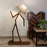 Melman Wooden Floor Lamp with Brown Base and Beige Fabric Lampshade