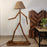 Melman Wooden Floor Lamp with Brown Base and Beige Fabric Lampshade