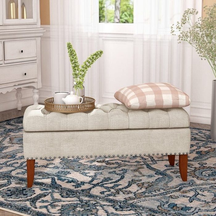 Mortensen Upholstered Flip Top Storage Bench