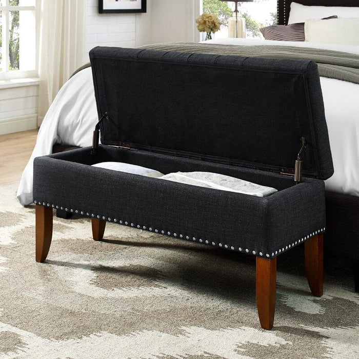 Mortensen Upholstered Flip Top Storage Bench