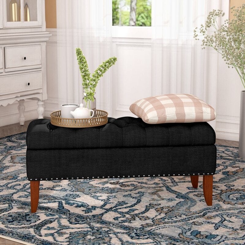 Mortensen Upholstered Flip Top Storage Bench