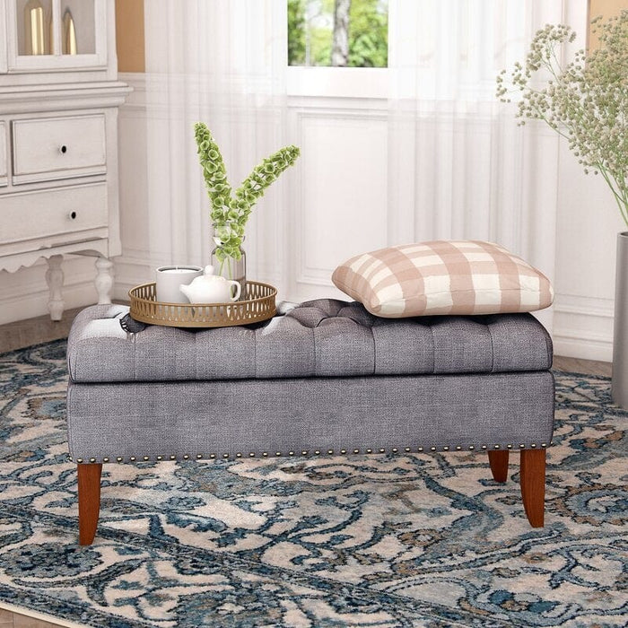 Mortensen Upholstered Flip Top Storage Bench