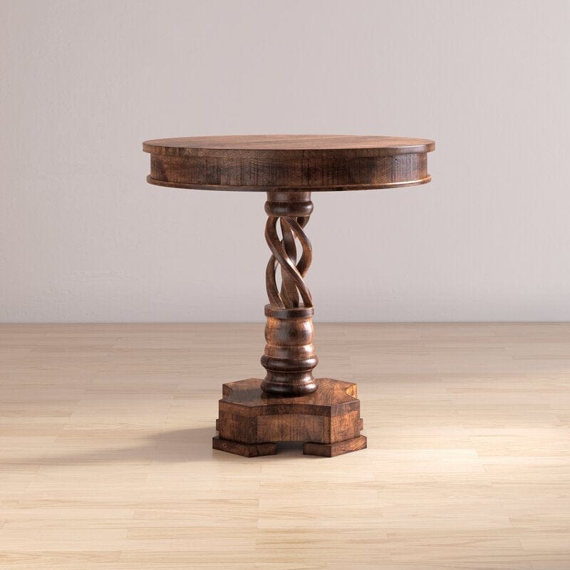 Tall Solid Wood Pedestal End Table