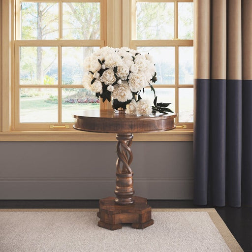 Tall Solid Wood Pedestal End Table