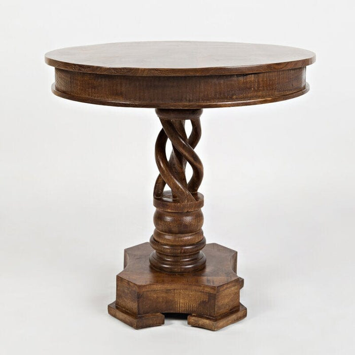 Tall Solid Wood Pedestal End Table