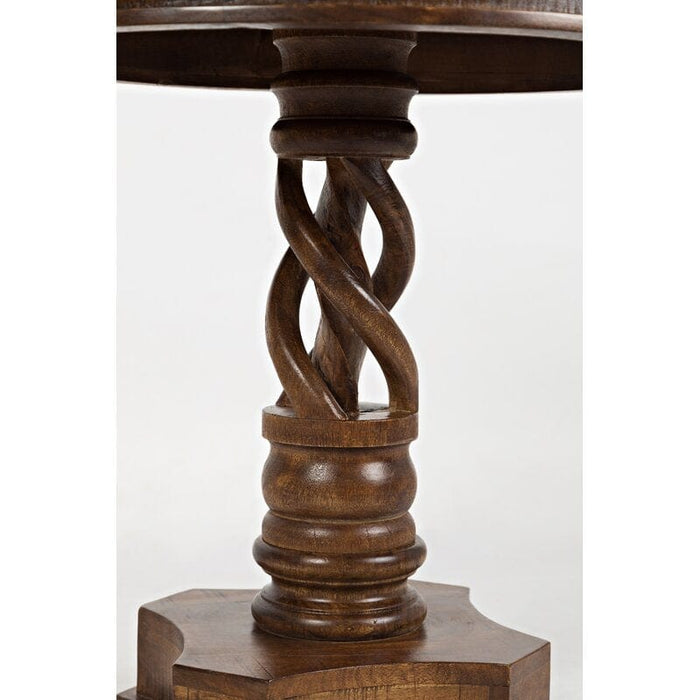 Tall Solid Wood Pedestal End Table
