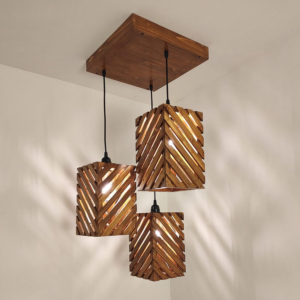 Oblique Brown Cluster Hanging Lamp