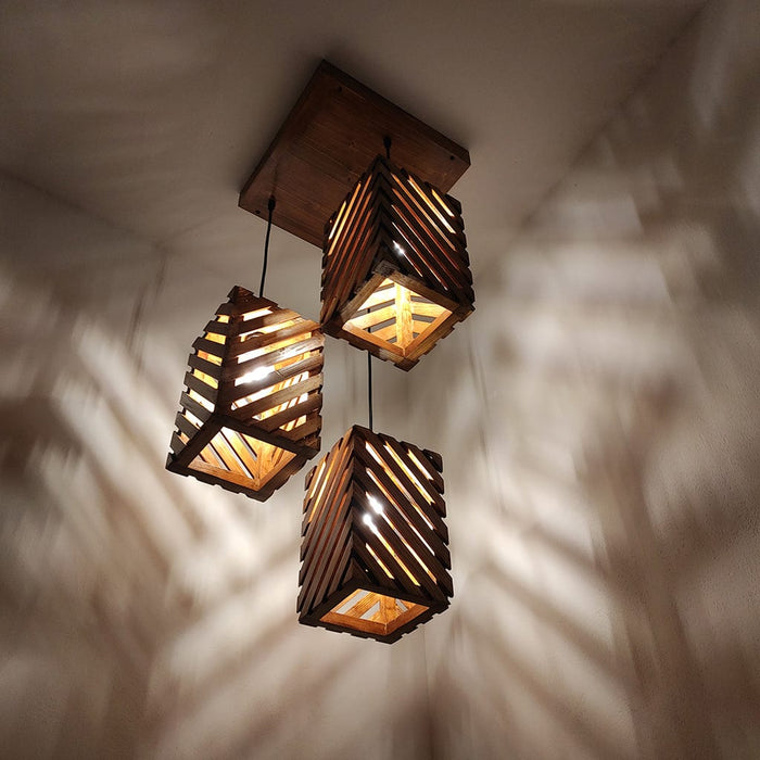 Oblique Brown Cluster Hanging Lamp