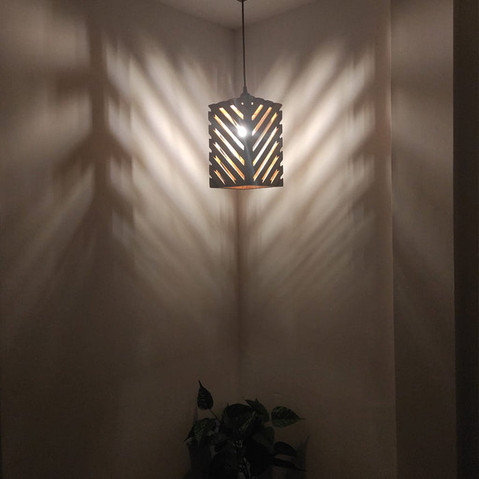 Oblique Brown Wooden Single Hanging Lamp