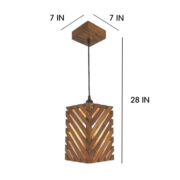 Oblique Brown Wooden Single Hanging Lamp