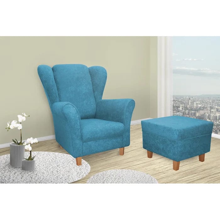 Donaghy wing chair with footstool