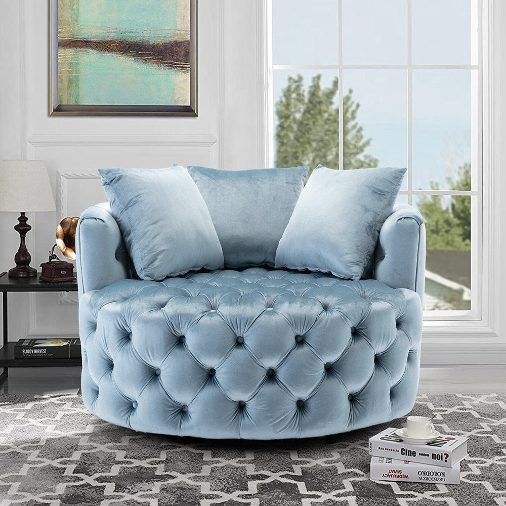 Wide Tufted Swivel Barrel chair Tufted Arm Chair