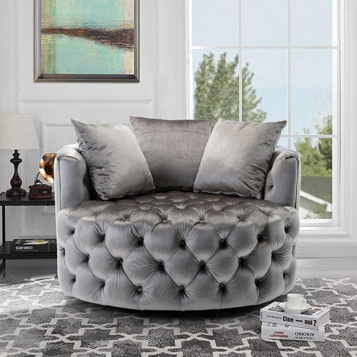 Wide Tufted Swivel Barrel chair Tufted Arm Chair