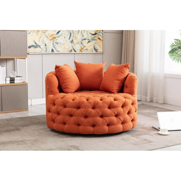 Wide Tufted Swivel Barrel chair Tufted Arm Chair