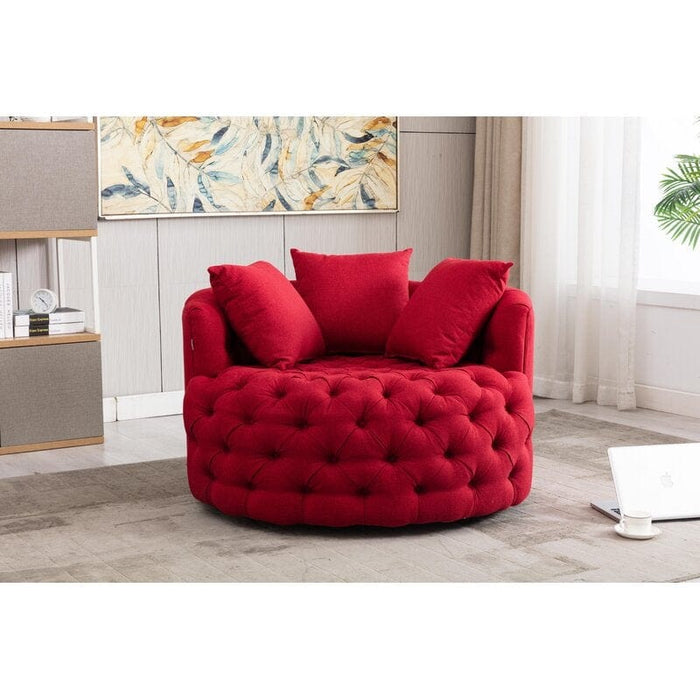 Wide Tufted Swivel Barrel chair Tufted Arm Chair