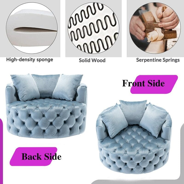 Wide Tufted Swivel Barrel chair Tufted Arm Chair