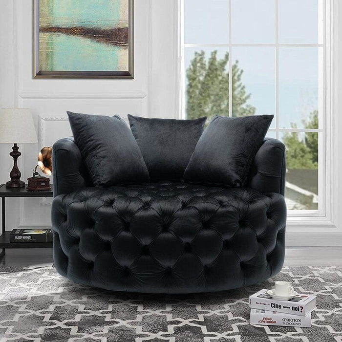Wide Tufted Swivel Barrel chair Tufted Arm Chair