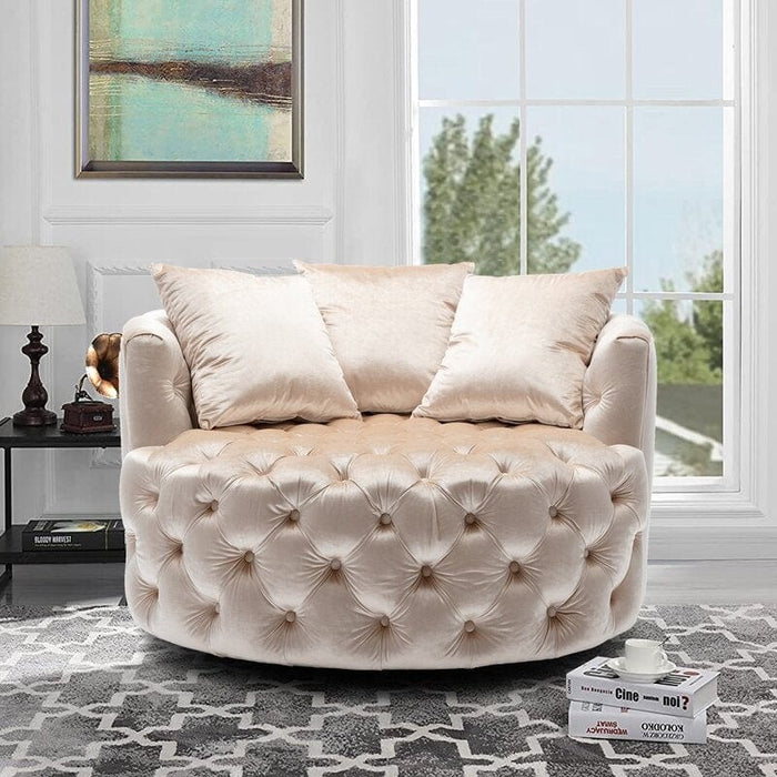 Wide Tufted Swivel Barrel chair Tufted Arm Chair