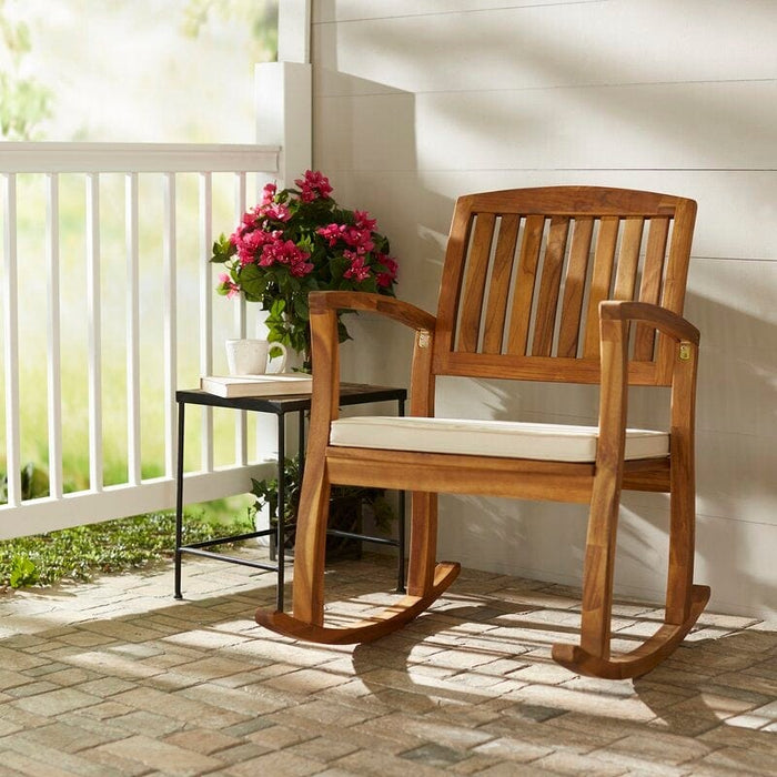 Outdoor Broadfoot Rocking Solid Wood Chair with Cushions