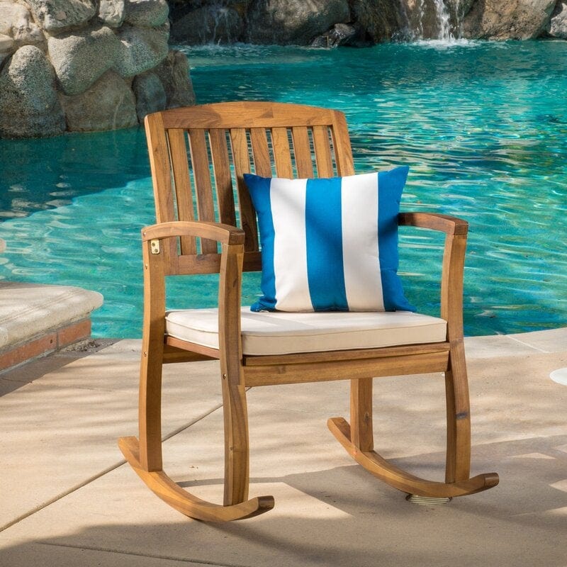 Outdoor Broadfoot Rocking Solid Wood Chair with Cushions