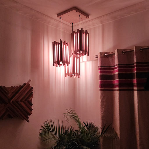 Palisade Beige Wooden Cluster Hanging Lamp