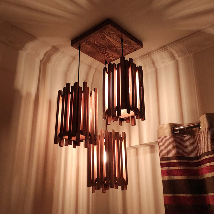 Palisade Brown Wooden Cluster Hanging Lamp