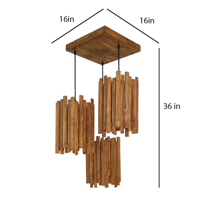 Palisade Brown Wooden Cluster Hanging Lamp