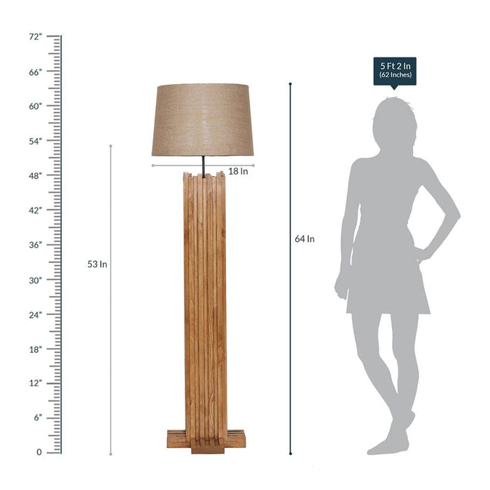 Palisade Wooden Floor Lamp with Premium Beige Fabric Lampshade