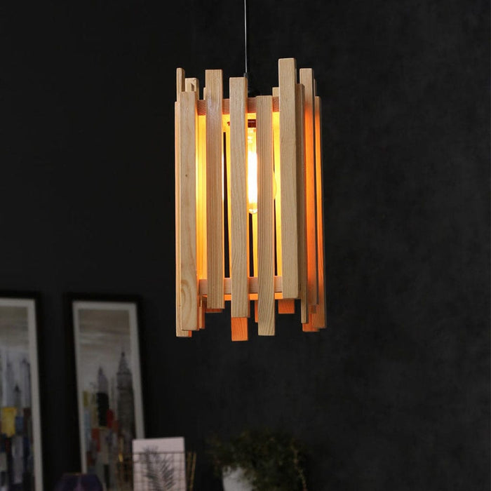 Palisade Beige Wooden Single Hanging Lamp