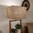 Raphael Wooden Floor Lamp with Brown Base and Jute Fabric Lampshade