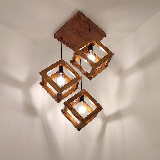 Rhombus Brown Cluster Hanging Lamp