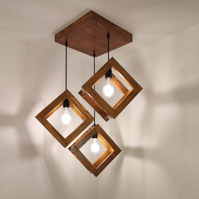 Rhombus Brown Cluster Hanging Lamp