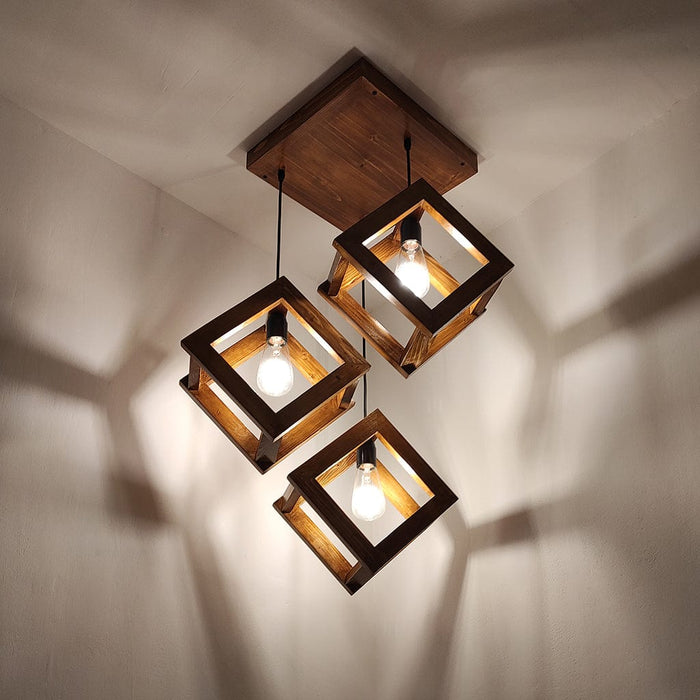 Rhombus Brown Cluster Hanging Lamp
