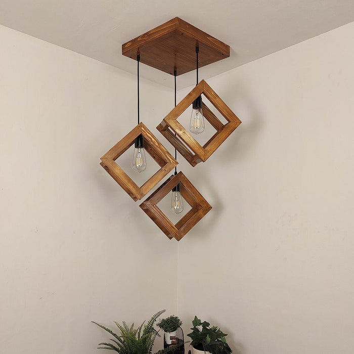 Rhombus Brown Cluster Hanging Lamp