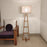 Salita Wooden Floor Lamp with Brown Base and Beige Fabric Lampshade