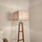 Salita Wooden Floor Lamp with Brown Base and Beige Fabric Lampshade