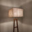 Salita Wooden Floor Lamp with Brown Base and Beige Fabric Lampshade