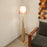 Trigo Wooden Floor Lamp with Beige Base and Red Printed Fabric Lampshade