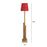 Trigo Wooden Floor Lamp with Beige Base and Red Printed Fabric Lampshade