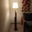 Trigo Wooden Floor Lamp with Brown Base and Yellow Printed Fabric Lampshade