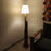 Trigo Wooden Floor Lamp with Brown Base and Yellow Printed Fabric Lampshade