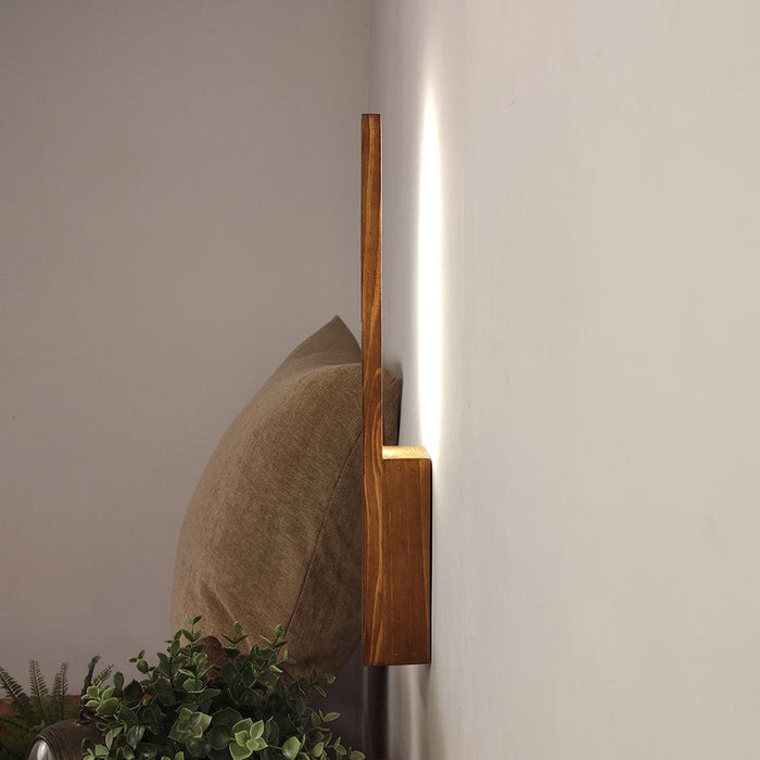 Slimline Brown Wooden LED Wall Light