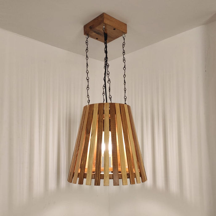 Soyuz Beige & Brown Wooden Single Hanging Lamp