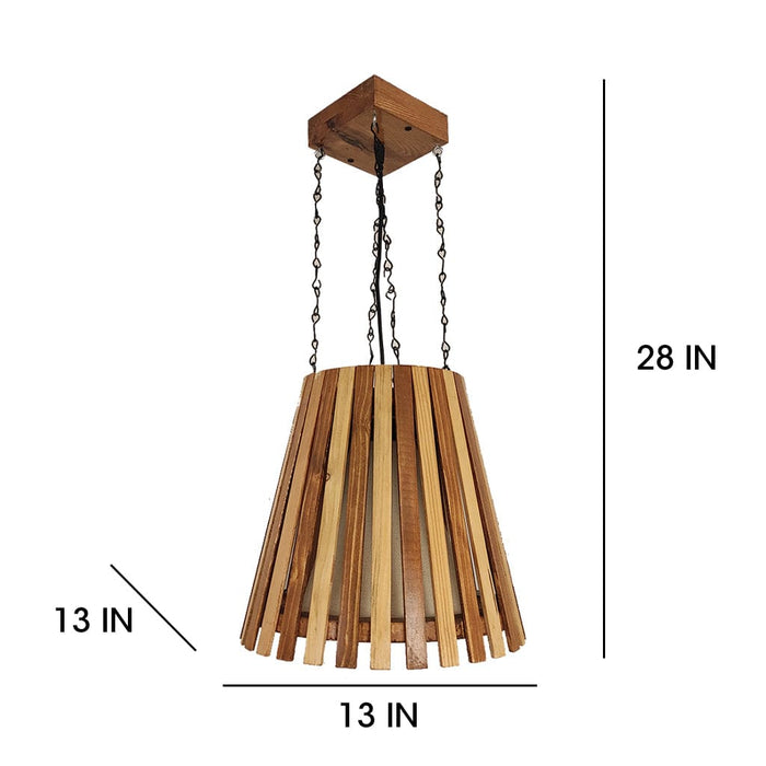 Soyuz Beige & Brown Wooden Single Hanging Lamp