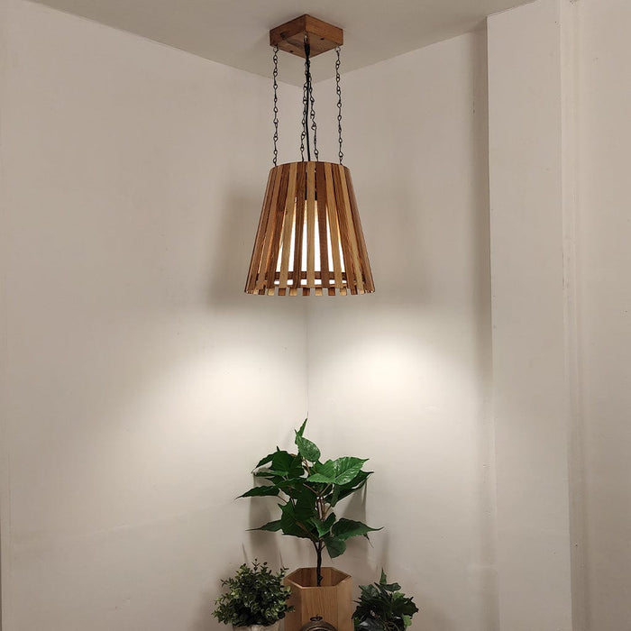Soyuz Beige & Brown Wooden Single Hanging Lamp