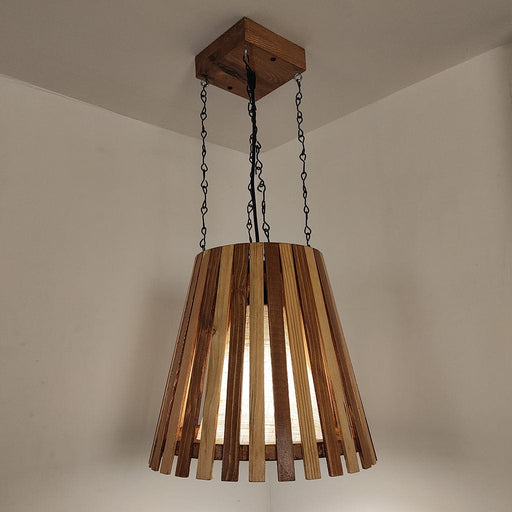 Soyuz Beige & Brown Wooden Single Hanging Lamp