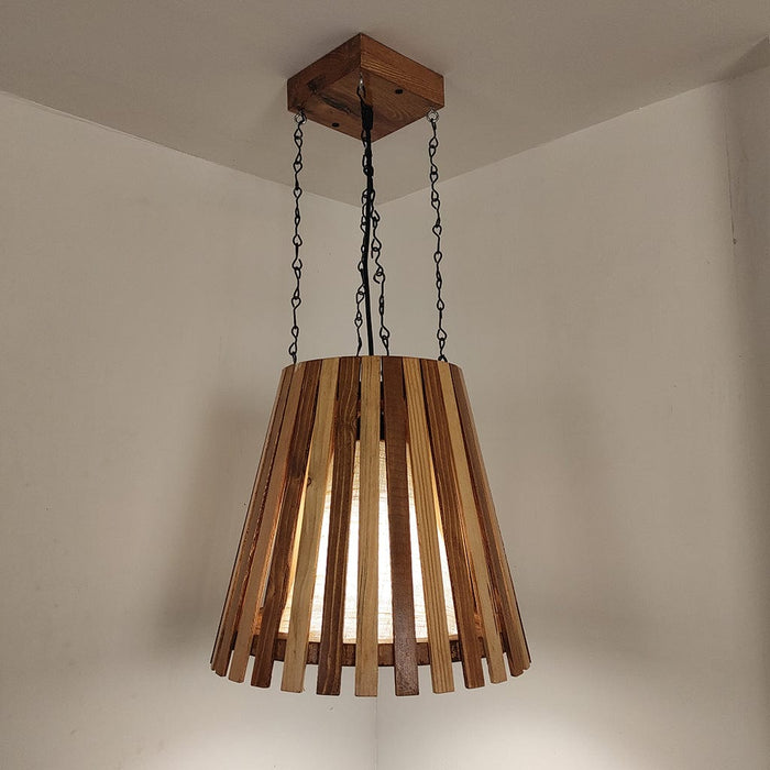 Soyuz Beige & Brown Wooden Single Hanging Lamp