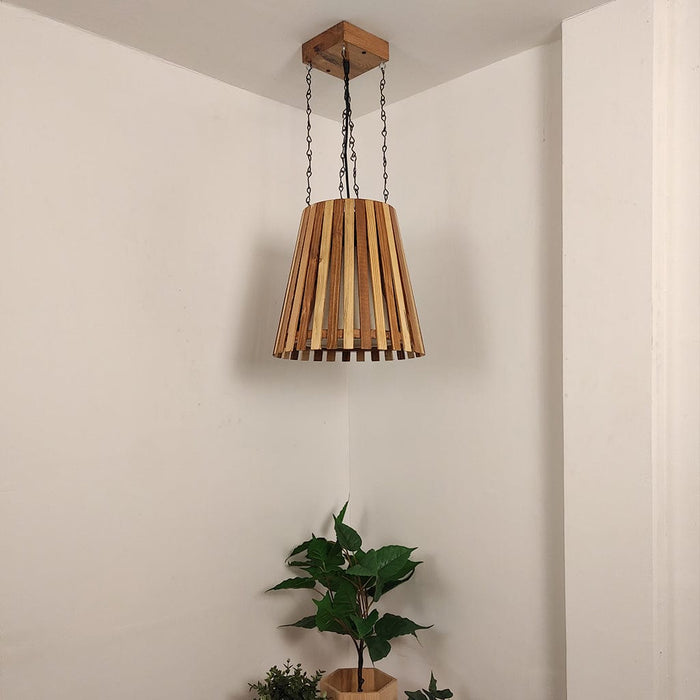 Soyuz Beige & Brown Wooden Single Hanging Lamp