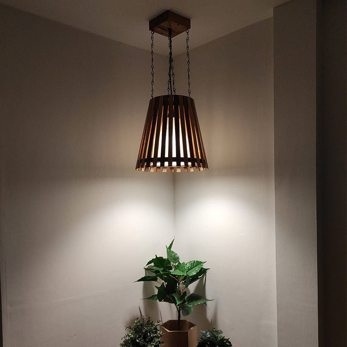 Soyuz Beige & Brown Wooden Single Hanging Lamp